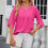 Solid color round neck five-quarter sleeve short-bean green M 4