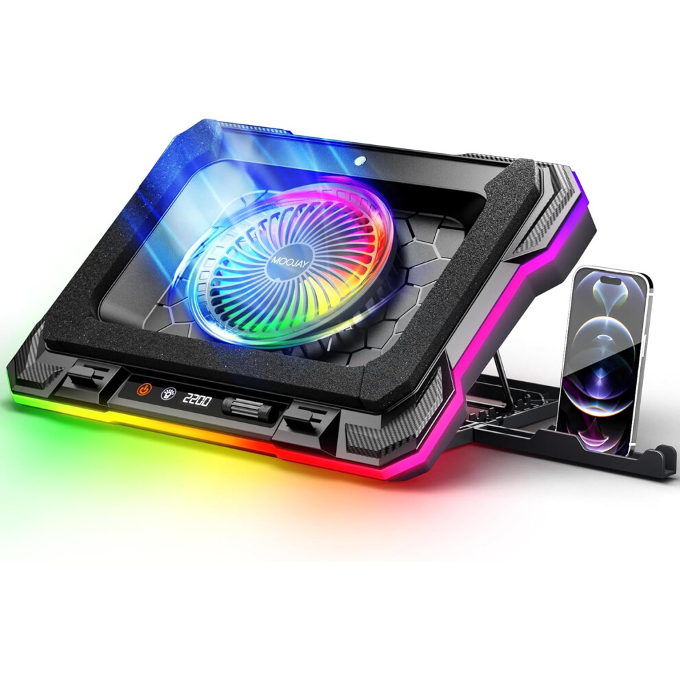 Laptop Cooling Pad Powerful Turbo Fan Rgb Gaming Notebook Cooler, Laptop Fan Cooling Stand With 8 Adjustable Heights 844529824491