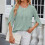 Solid color round neck five-quarter sleeve-Brbie powder XL 7