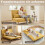 Homcom Sofá Cama Amarillo 120 x 75 x 85 cm 4