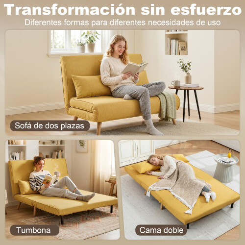 Homcom Sofá Cama Amarillo 120 x 75 x 85 cm 1