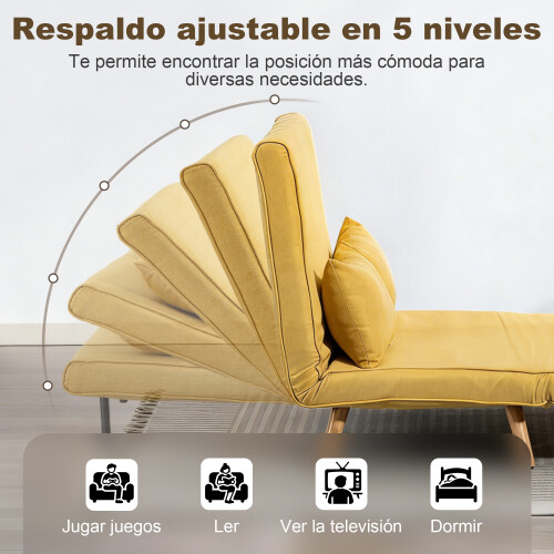 Homcom Sofá Cama Amarillo 120 x 75 x 85 cm 2