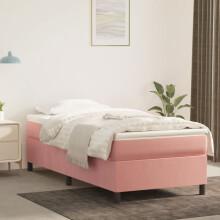 vidaXL sengestel lyserød 90x190 cm fløjl