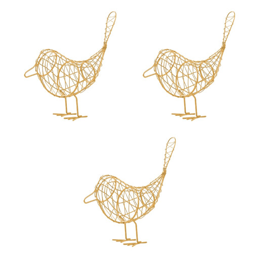 3Stk Vogelfigur Golden Drahtmodell - Und Wohnaccessoire 1