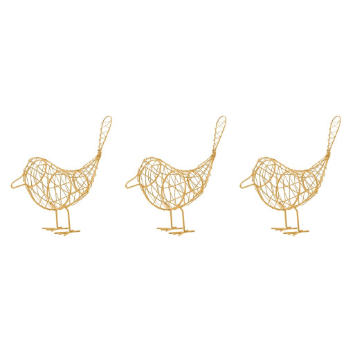 3Stk Vogelfigur Golden Drahtmodell - Und Wohnaccessoire 2