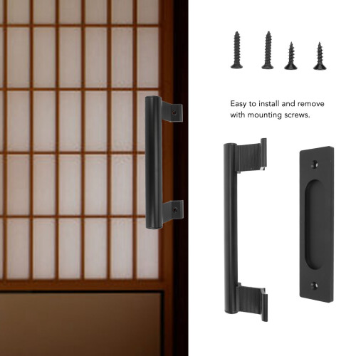 Black Double Sided Barn Door Handle Universal Fit 2