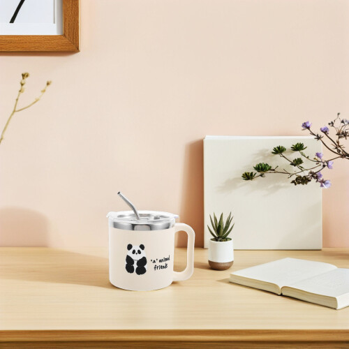 Kaffeetasse Mit Deckel Und Stroh Becher Für Zuhause 2
