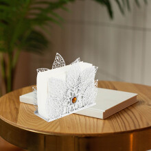 Eleganter Papierhandtuchständer Weiß Strass Für Zuhause