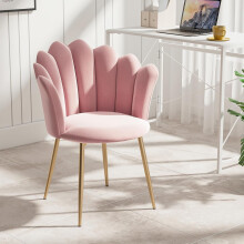 (Pink) Friseurstuhl,Samtsessel mit vergoldeten Metallbeinen,gepolsterter Sessel für das Wohnzimmer,Sessel in modernem Design,62x56x79cm