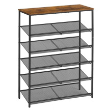VASAGLE Shoe Rack for Entryway, 6-Tier Shoe Rack Organizer with Storage Shelves and Spacious Top, Freestanding, Adjustable, Industrial, Rustic Brown