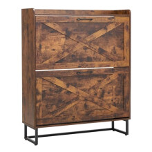 VEVOR Shoe Cabinet with 2 Flip Drawers, Farmhouse Shoes Storage Cabinet with Metal Legs and Anti-Tipping Device, Freestanding Shoe Organizer Ideal for