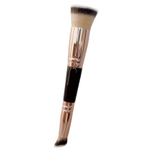 (Double-ended rose Golden powder brush) Double-Ended Makeup Brush with Large Fluffy Fan Head & Conical Detail Head - Portable Dual-Use Powder Brush