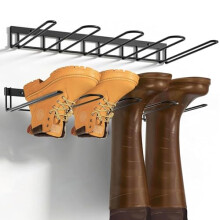 Xygobla Welly Boot Rack Wall Mounted for 4 Pairs, Heavy Duty Metal Wellington Boot Stand, Space Saving Boot Storage Rack Shoe Organiser for Entryway,