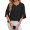 Solid color round neck five-quarter sleeve short-Black XL 1