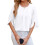 Solid color round neck five-quarter sleeve short-White XL 1
