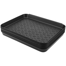 NGOSUET Pack of 6 35 x 27.5 x 3 cm Shoe Drip Tray, Shoe Rack, Large, Shoe Mat, Shoe Tray, Plastic, Shoe Drip Trays, Black, for Indoor and Outdoor Use