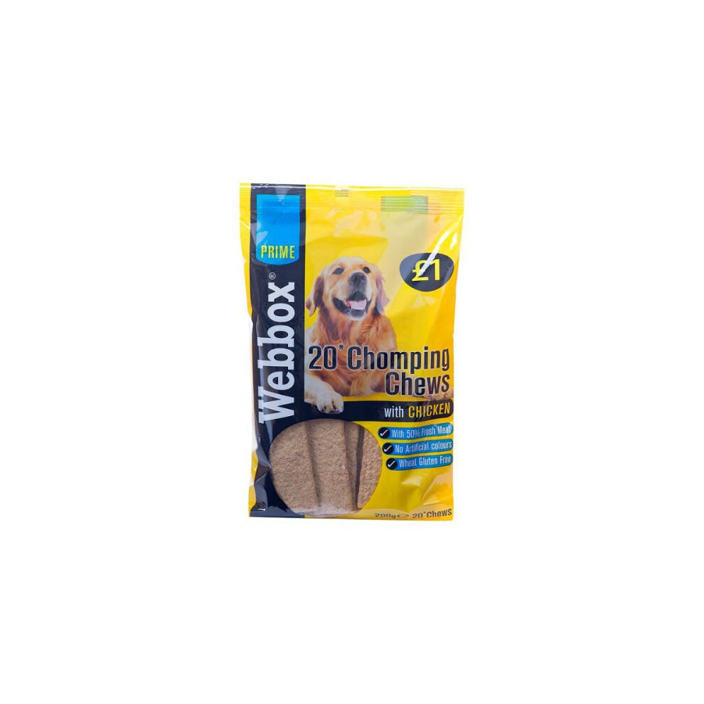 Webbox Prime 20 Chomping Chomp Chews With Chicken (Pack Of 16 X 20Pk)