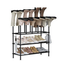 Oak & Tea Boot Rack Shoe Rack 2-in-1 Detachable 3-Tier Large Capacity Metal Shoe Storage for Combined or Separate Use Shoe Organizer for Hallway