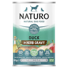 Naturo | Voksen - Korn- og glutenfri | 390 g dåse - And og græskar, zucchini, i urtesauce 390 g