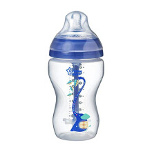 Tommee Tippee Advanced Anti-Colic Baby Bottle Super Soft Teat 3+ Months, 340 ml, Blue with Decorations