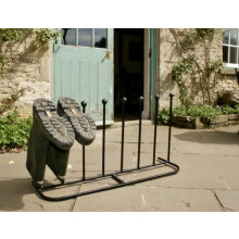 GAP GARDEN PRODUCTS - Solid Metal 4 Pair Long Boot and Shoe Rack/Stand.Painted Black Indoor and Outdoor Use