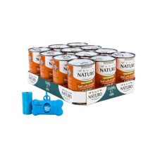 Naturo Adult Grain & Gluten Free Beef with Chicken in Herb Jelly 12 x 390g With Buddy's Poop Bag Dispenser