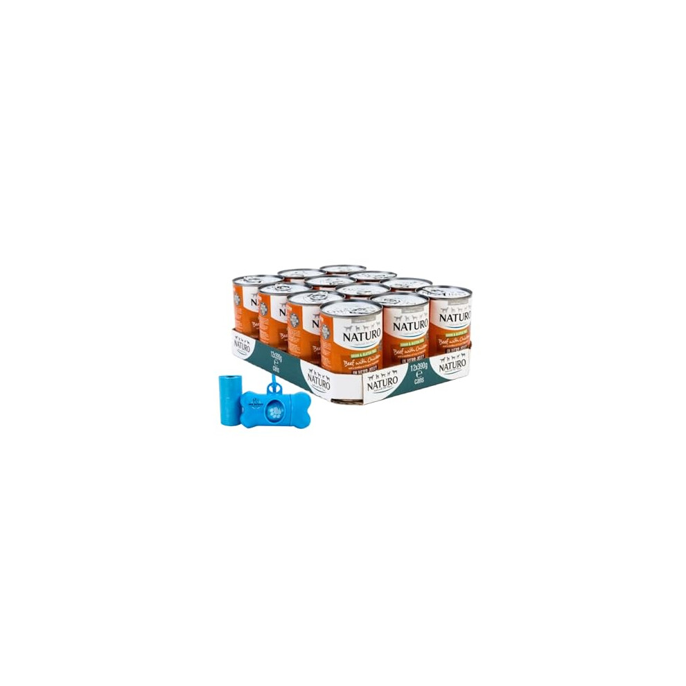 Naturo Adult & Gluten Free Beef With Chicken In Herb Jelly 12 X 390G With Buddy's Poop Bag Dispenser Grain