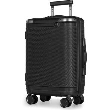 (Black) Handgepäckkoffer,Rollkoffer mit verstellbarem Teleskopgriff,ABS-Hartschalenkoffer mit TSA-Schloss und weichen Rollen, Reisegepäck,55x40x20cm