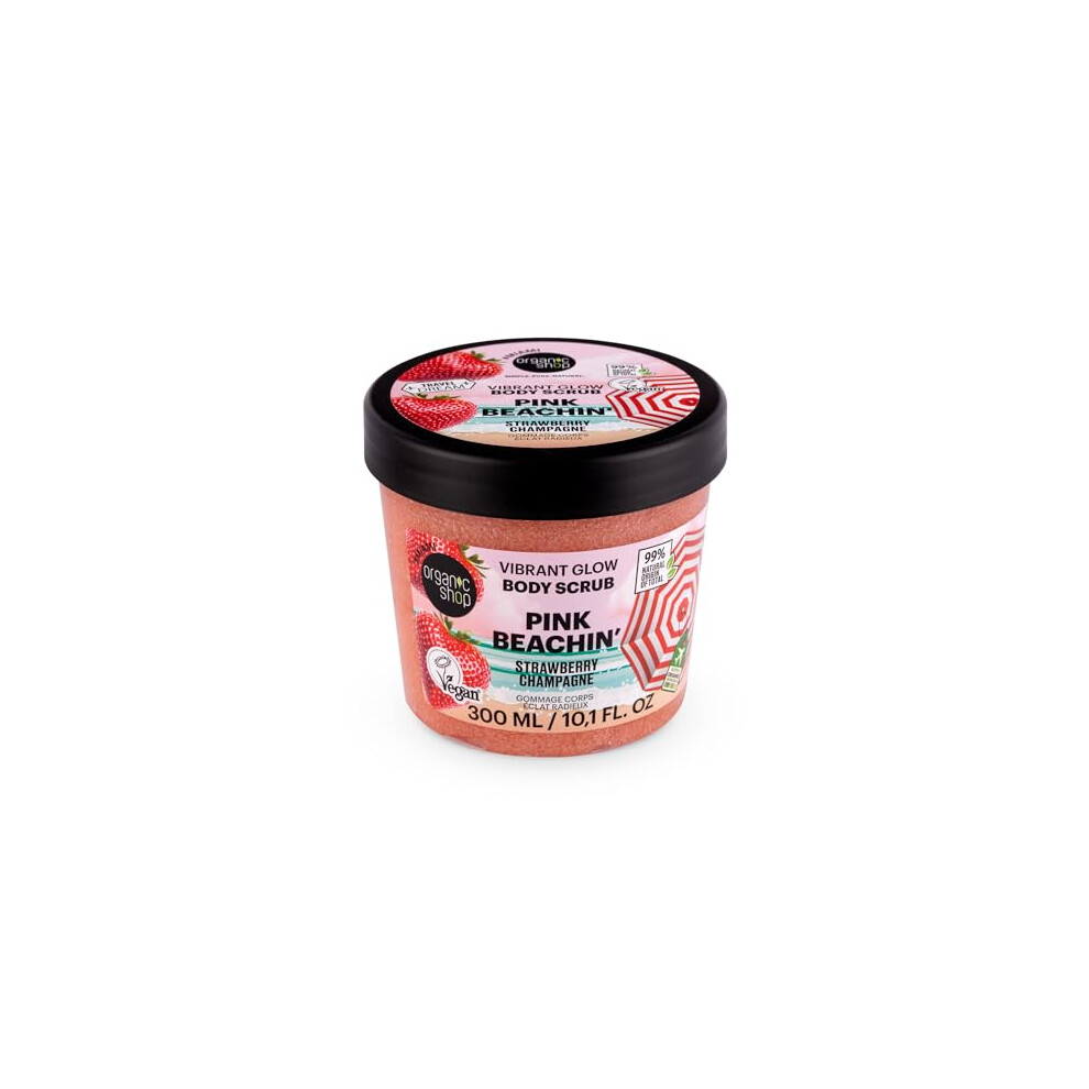 Organic Shop Pink Beachinã Vibrant Glow Body Scrub. Strawberry Champagne, 300Ml