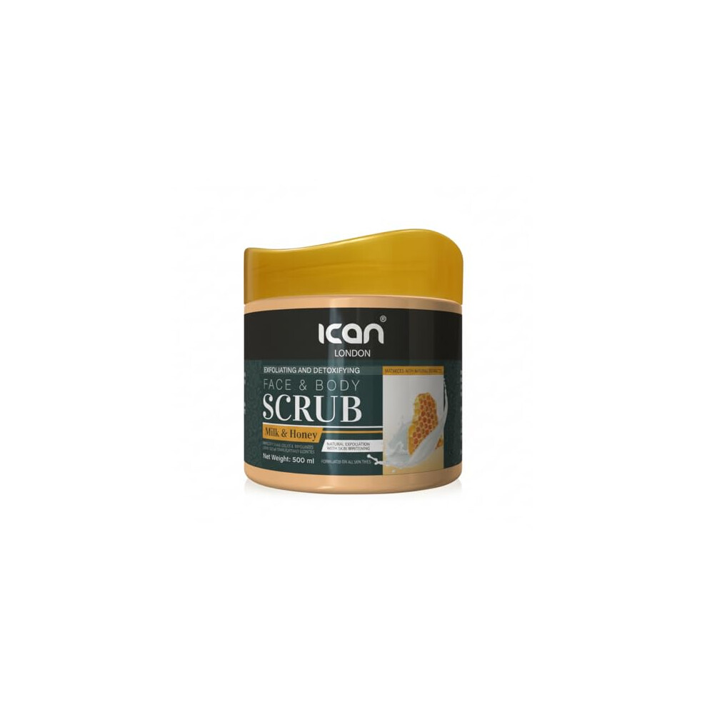 Ican London Milk & Honey Face And Body Scrub, Exfoliating, Detoxifying, 500Ml