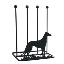 Steel 'Greyhound' Black Double Welly Boot Rack Handmade Metal Boot Holder Stand Sturdy Outdoor Footwear Storage for Garden Porch or Entryway Decor