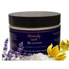 Gloriously Good Lavender & Ylang Ylang Aromatherapy Dead Sea Salt Body Scrub | Skin Polish | Rich in Minerals | Boosts Circulation | 100% Natural