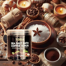 Natural Exfoliating Coffee Body Scrub with Sea Salt, Helps remove cellulite, Stretch Marks, Acne, Dead Skin - For Face & Body with free charcoal nose