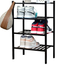 Froppi Wooden Shoe Rack Storage | Stackable Black Shoe Rack Small | 4 Tier Tall Shoe Shelf L17.8 W11.6 H28.5 in