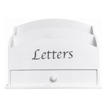 GreyZouq Wooden Letter Rack. Home office, study, hallway study. Two compartments for letters and handy drawer for stationary storage.