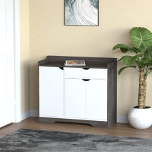 HYGRADÂ Modern Grey Large Shoe Storage Cabinet with Display Shelf & Drawer for Entryway, Hallway or Living Room
