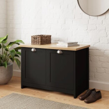 GFW Lancaster Shoe Storage Cabinet 4 Shelves Sideboard Hallway Living Black