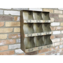 My Square Mile Vintage Industrial Metal Wall Storage Unit, 9 Compartments with Label Holders, Pigeon Hole Design