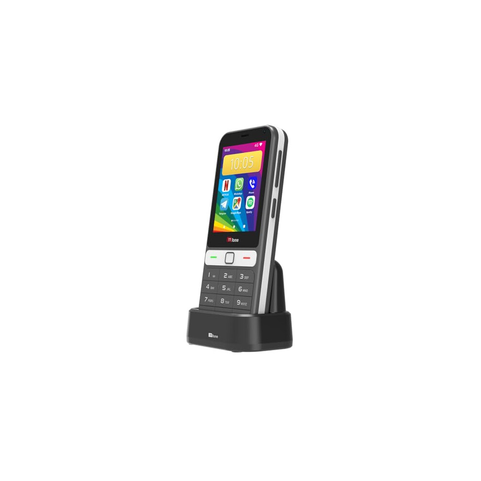 TTfone TT280 4G Compact Android Mobile Phone – 2.8" Touchscreen & Physical Keypad, Calls, Texts & Selected Apps, Dual SIM, USB-C, 2MP Camera – Unlocked - O2 with Dock Charger - Image 4