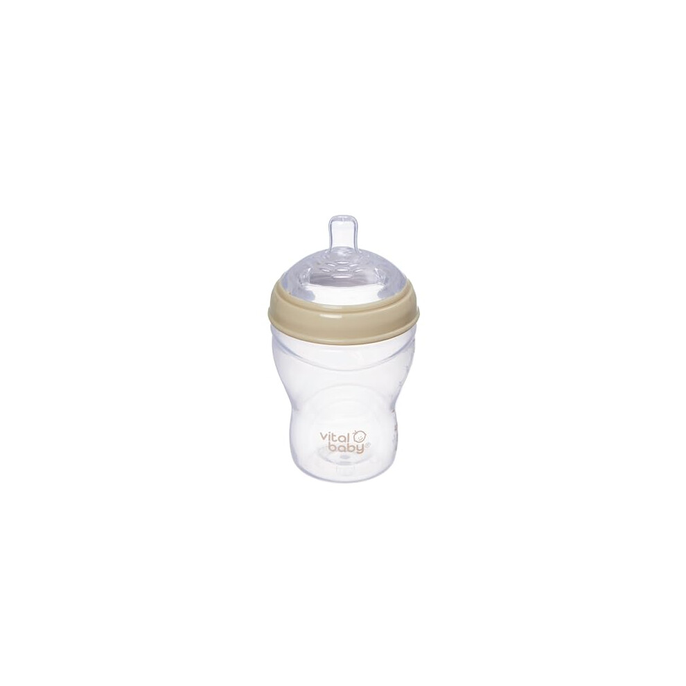 Vital Baby Nurture Breast-Like 0M+ Baby Feeding Bottles, 240Ml 1Pk, Self-Sterilising In 3 Mins, Triple Anti-Colic Valves, Slow Flow Teats, Earthsmart