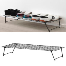 E2B Set of 2 Single Tier Foldable Shoe Rack, Metal Storage Organiser, Metal & Steel Shoe Rack, Lightweight Bench for Living Room, Bedroom