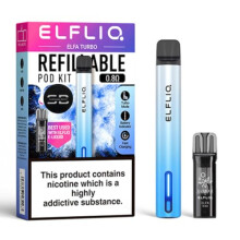 Elf Bar Elfa Turbo Pod Vape Kit [Aurora Cyan] - Available in 5 colours - 550mAh Long-Lasting Battery, 2A Fast Charging (30 Min), 18W Turbo Mode, LED