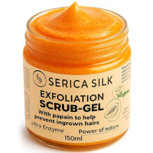 Serica Silk Pre-Wax Gel Scrub for Sugaring & Polymer Wax 150ml | Enzyme & Silica Exfoliator | Prevents Ingrown Hairs | Brightens & Smooths Skin | Home