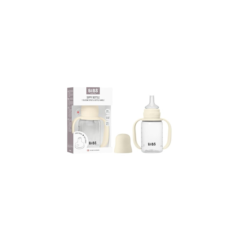 Sippy Bottle, 150 Ml, Easy-Grab Handles & Silicone Spout, Leak-Proof, Sippy Cup For Toddlers, Bpa-Free, 0+ Months - Ivory Bibs
