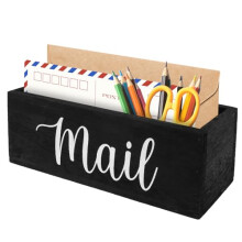 QINGLANG Mail Organizer countertop Wood Letter Racks for the Home with 2 Slots Decorative Letter Holder Multifunctional Postcard Storage Organiser for