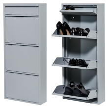 Atahome Slim Shoe Cabinet Narrow Shoe Storage Cabinet for hallway wall mounted thin flip down Tall Metal Shoe Rack Storage Organiser Shoe cupboard