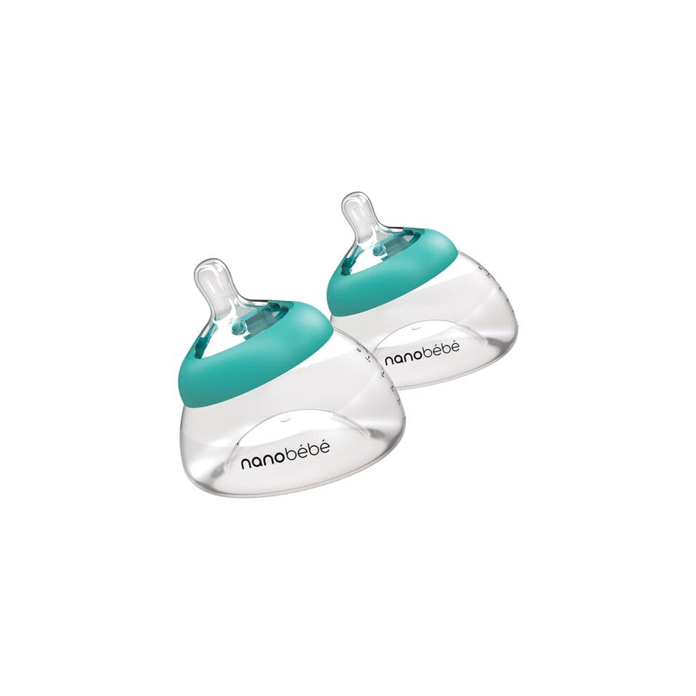 Nanobebe Breastmilk Bottle Gen 2, Breastfeeding Newborn Breast Like, Anti Colic, Perfect Latch, Preserves Breast Milk Nutrients, 2-Pack In Teal Nanobã‰Bã‰