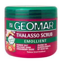 GEOMAR Emollientes Thalasso Scrub, Deep Renewal of the Skin, New Skin Effect, with Sea Salt, Strawberries and Dead Sea Trace Elements, Made in Italy,