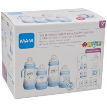 Mam Easy Start Anti-Colic Baby Bottle, 8 Bottles in 130 ml, 160 ml and 260 ml Sizes, 1 Start Nano, 4 Sealant Discs, 1 Extra Soft Grip Spout, Assorted