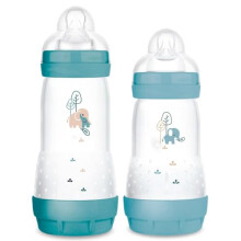 MAM Baby Bottle, Anti-Colic 260ml Teat 0+, 320ml Teat 2 (4 Months+), Pack for Girls, 2 Count